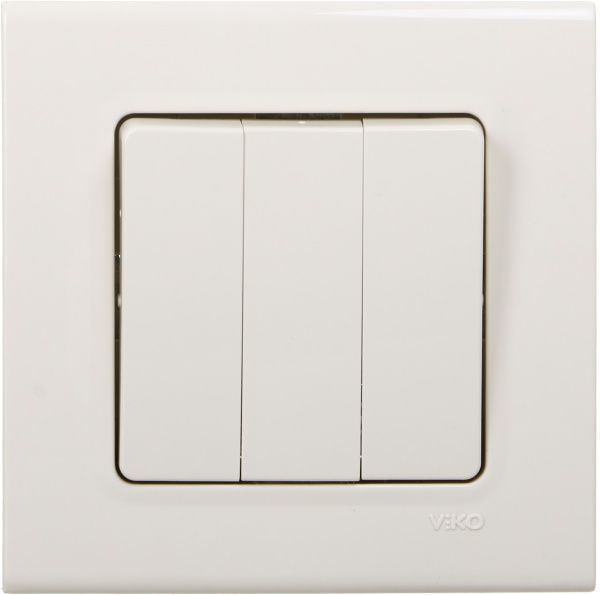 Вимикач триклавішний Viko Linnera без підсвітки 10 А 250В кремовий 90401068