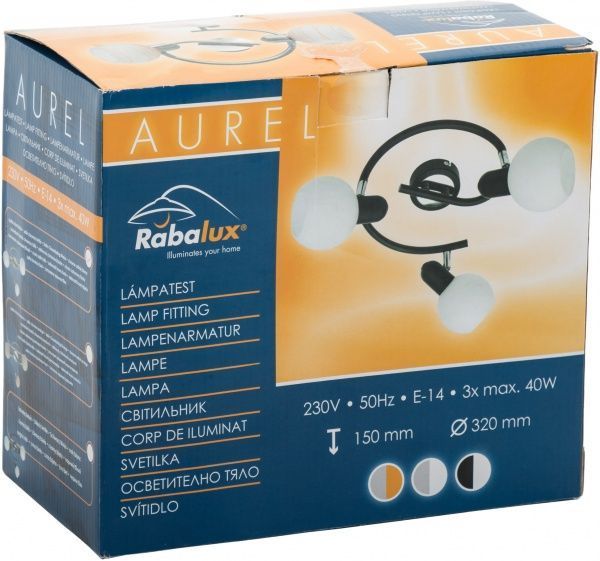 Спот Rabalux Aurel 3x40 Вт E14 сатин 6343 