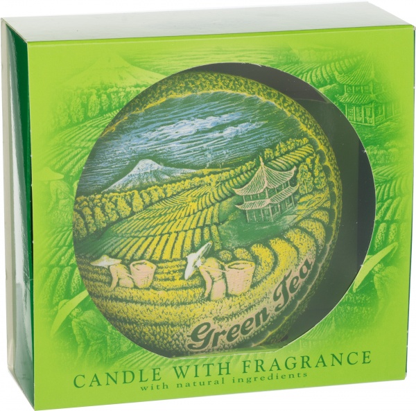 Свічка Запашний зелений чай, диск 13 см Bartek Candles