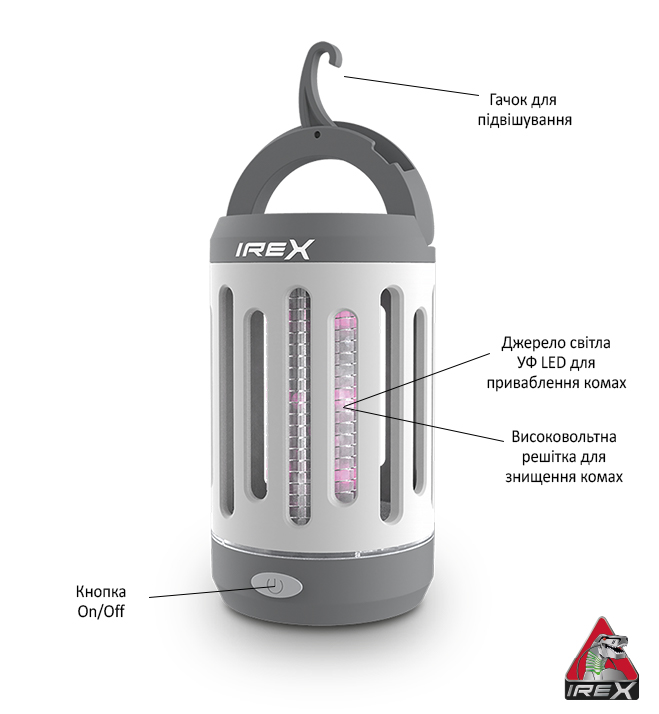 Світильник для знищення комах IREX LED з акумулятором 1200mAh 3 Вт