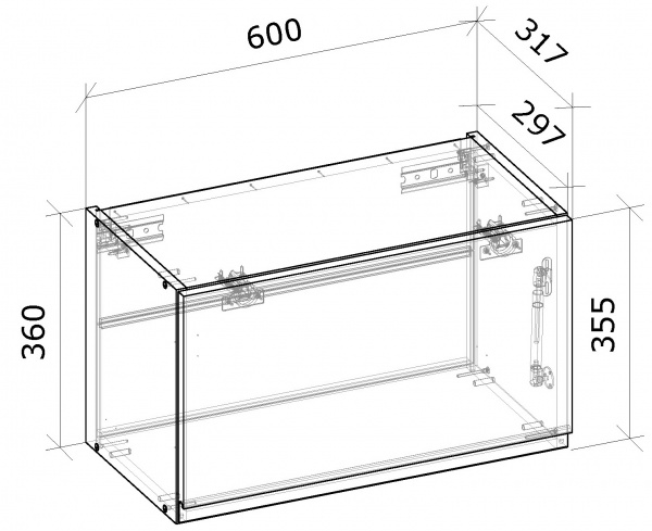 Шкаф верхний под вытяжку модифицированный МС Джетта 60х36х31,7 см, белый бриллиант/дуб сонома Грейд