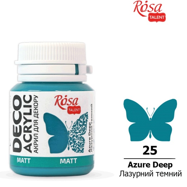 Акрил для декора Лазурный темный матовый 20 мл Rosa Talent