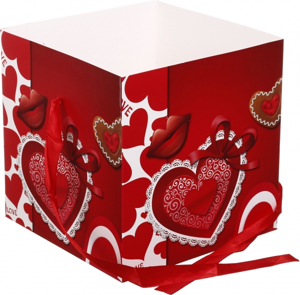 Коробка складная Цветы/сердца 20x20x20 см (EBXM9850)