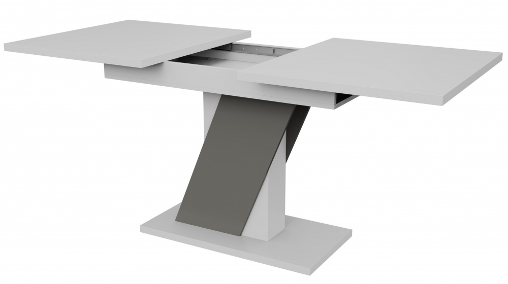 Стол обеденный Детройт 1380(1780)x780x750мм серый/белый матовый