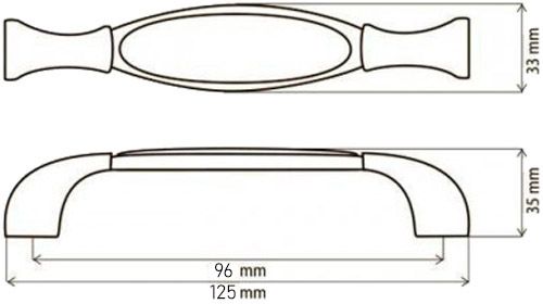Меблева ручка D-307 G4/14M 96 мм антична бронза/білий DC 72601