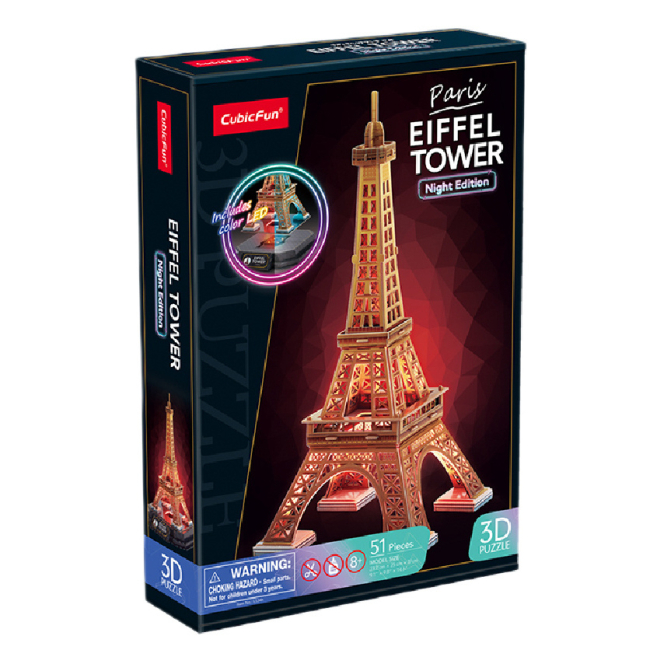 3D-пазл CubicFun Night edition Ейфелева вежа з LED-підсвіткою L534h