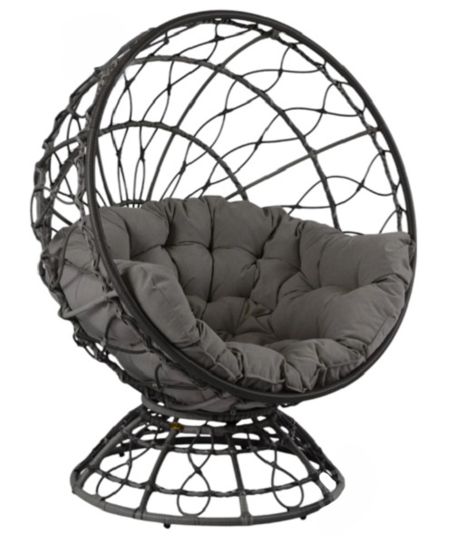 Кресло-кокон Bella Vita Санторини с серой подушкой
