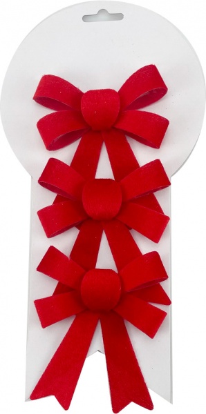 Декорация новогодняя Shunda бант 9х12 см красный 3 шт