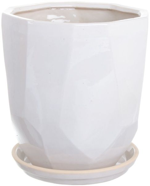 Горщик Viet Thanh Ceramic з блюдцем багатокутник 27х29 см VT.10972-1 фігурний білий 