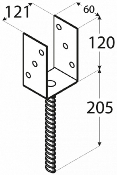 Опора колонны заливная U-образная, 121х120х60х4,0 мм 1 шт. 
