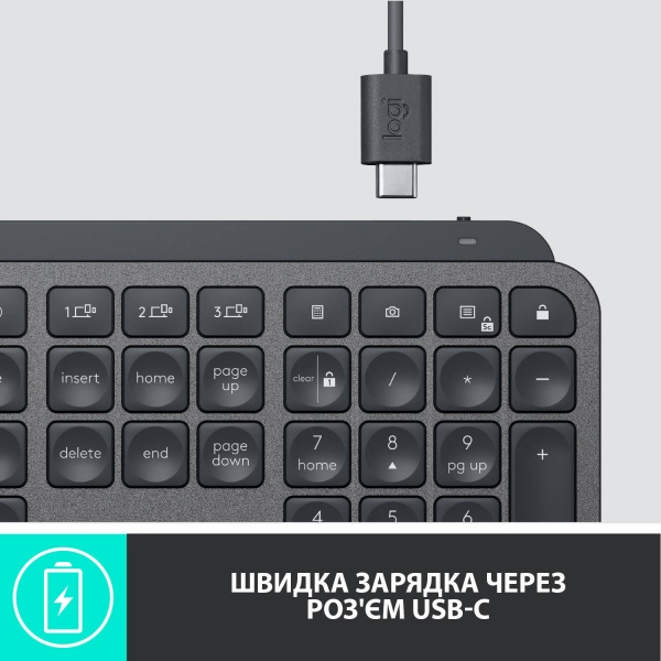 Клавиатура Logitech MX Keys Advanced Wireless Illuminated (L920-009415) graphite 