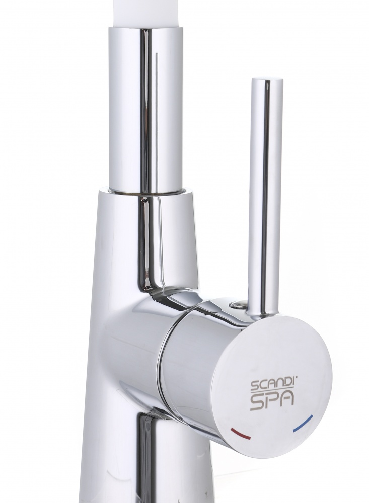 Смеситель для кухни ScandiSPA с гибким изливом 2 режима белый