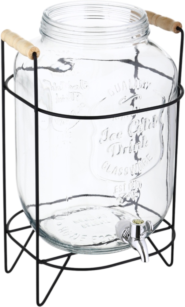 Емкость для напитков Water Drops 8 л с крышкой и краном на металлической подставке