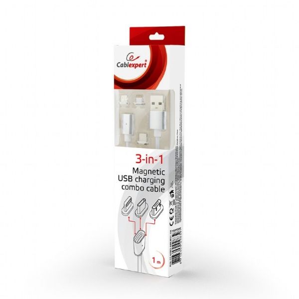 Кабель Cablexpert 1 м білий (CC-USB2-AMLM31-1M) USB 2.0 BM-тато/Lightning/Micro/Type-C USB 