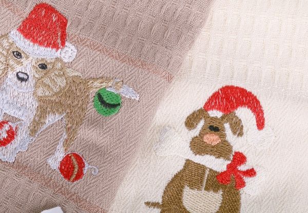 Набір рушників вафельних Dogs New Year 2 шт. 40x60 см Karna шоколадний 