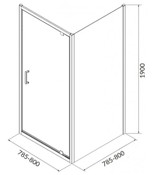 Душевое ограждение Cersanit Brasco 80X80X190 см распашные двери S168-011