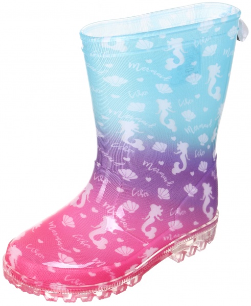 Чоботи гумові для дівчаток Русалонька mermaid розмір 29 рожевий із блакитним 