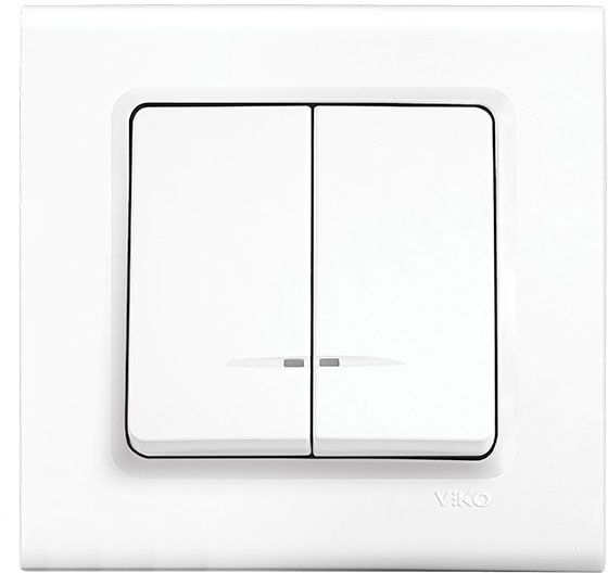 Вимикач двоклавішний Viko Linnera з підсвіткою 10 А 250В білий 90400050