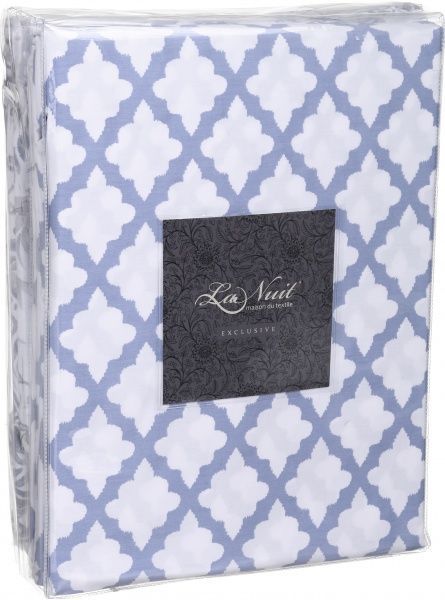 Комплект постільної білизни Lily сімейний блакитний із білим La Nuit 