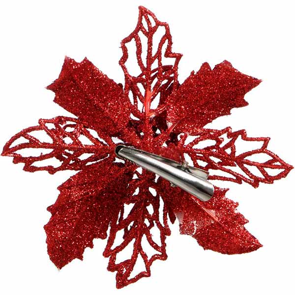 Набір новорічних прикрас Квітка пуансетія 2 шт 12 см SD16-005R