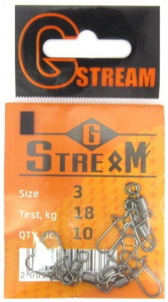 Вертлюг с застежкой GStream 18 кг 10 шт. №3 американка