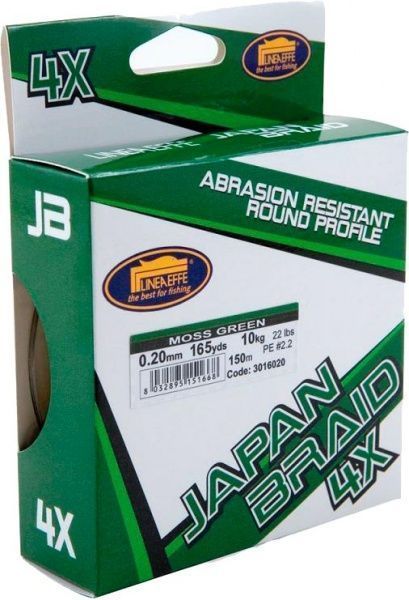 Леска Lineaeffe Japan Braid 4X Moss Green 150м 0,18мм 9,1кг 3016018