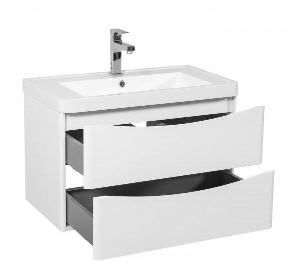 Тумба подвесная Aqua Rodos Vista белый глянец с умывальником Ваr 75 см