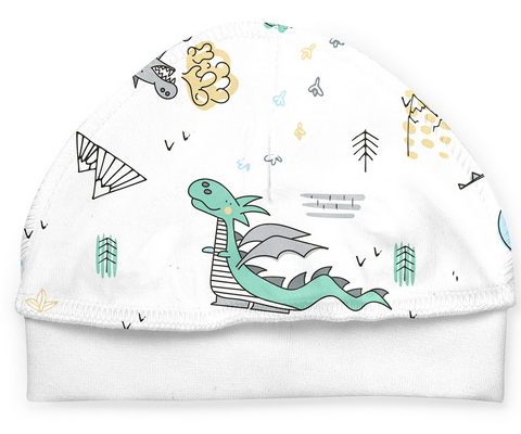 Шапочка детская ТМ Софія Драконы р.38 белый с рисунком 413238
