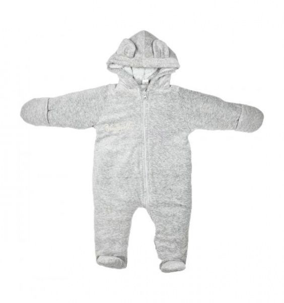 Комбінезон Bambinelli велюр утеплений з вишивкою сірий меланж р.80 