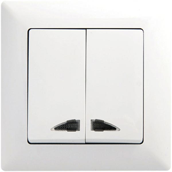 Вимикач двоклавішний Gunsan Visage з підсвіткою 16 А 250В IP20 білий