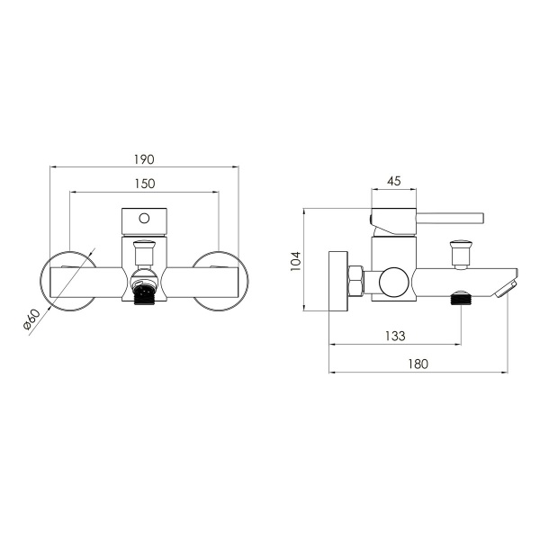 Смеситель для ванны VOLLE CRUZE 1547.030101 хром
