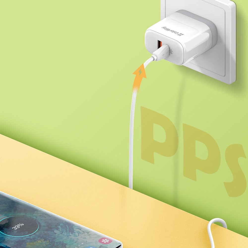 Мережевий зарядний пристрій ColorWay Power Delivery Port PPS USB (Type-C PD + USB QC3.0) (45W) білий CW-CHS042PD-WT