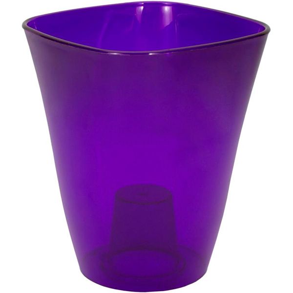 Кашпо пластиковое Lamela Флора квадратный 2,7л фиолетовый/прозрачный (378) 