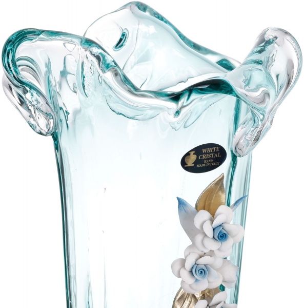 Ваза голубой FAZZOLETTO TURCHESE 21X44X21 White cristal