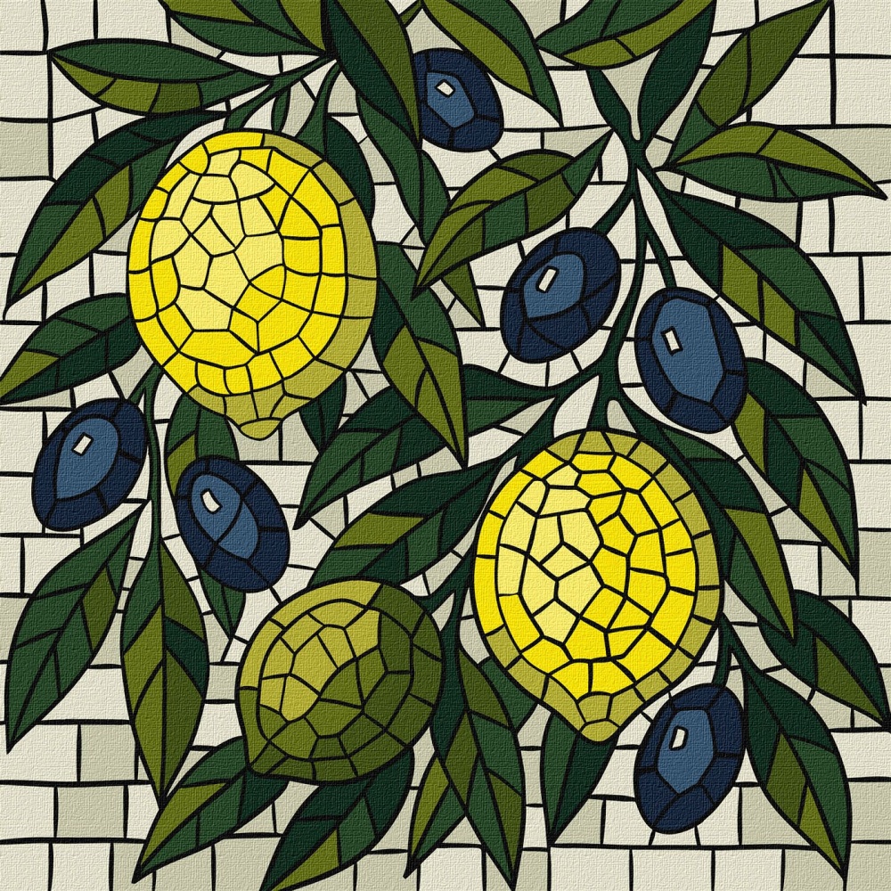 Картина по номерам Витраж. Лимоны 30х30 см Ideyka