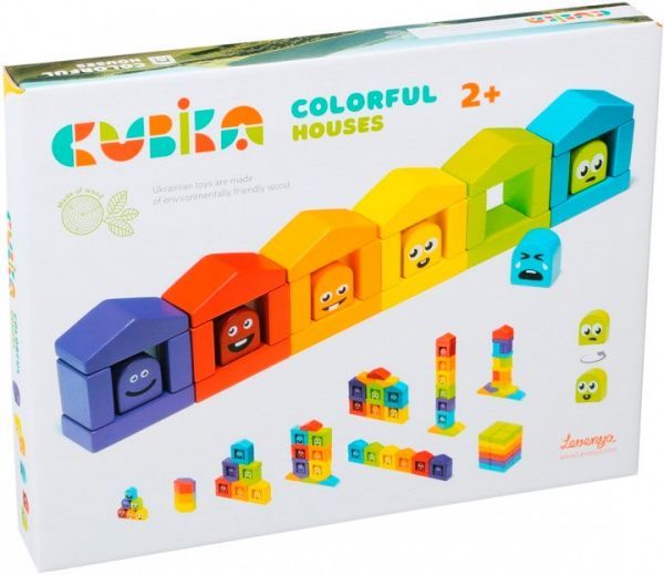 Конструктор дерев'яний Cubika Кольорові будиночки