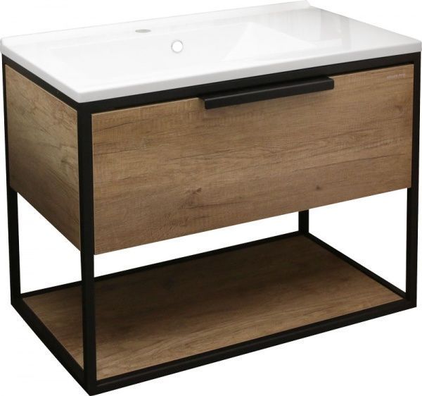 Тумба підвісна Koller Pool подвісна Neon 800 антрацит з умивальником TCH 80