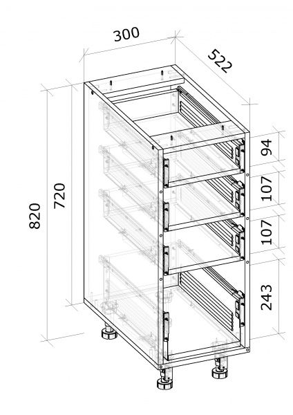 Тумба нижня Грейд розпашна з 3-ма метабоксами 300x820x522 мм кальвадос 