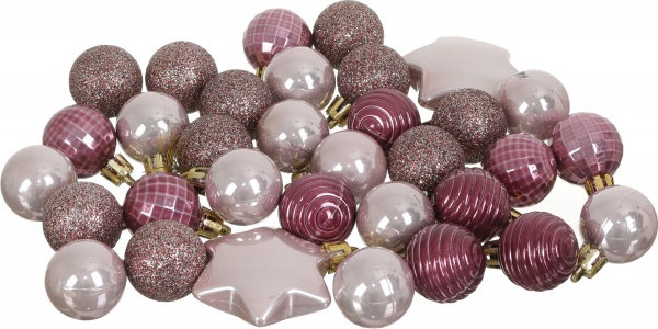 Набор новогодних украшений CAN222550 розовый 33 шт./уп. 