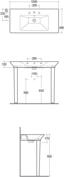 Умивальник R.A.K. Opulence 1000 OP02AWHA з ніжками OP101AWHA