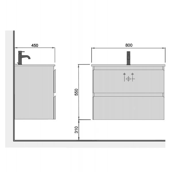 Тумба підвісна Мойдодир Сорренто 80-А