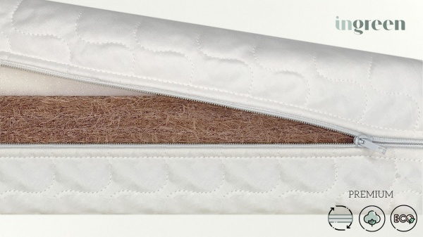 Матрас Кокос-латекс-хлопок InGreen 60х120х10 см белый 202007 