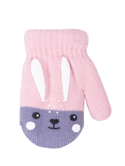 Рукавички YO! р.14 сіро-рожевий 