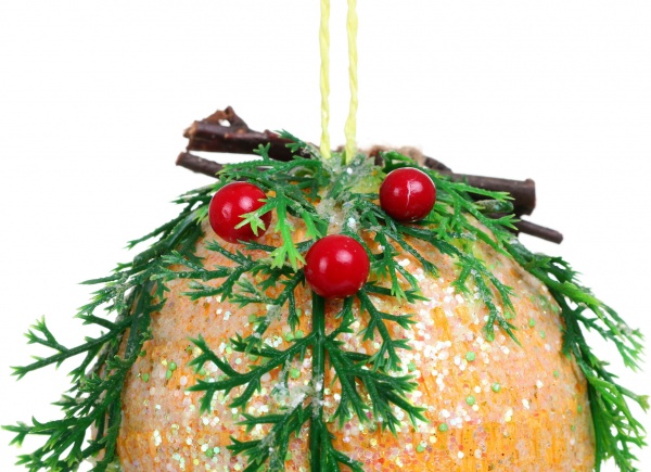 Ялинкова іграшка Казкова куля середня жовта 