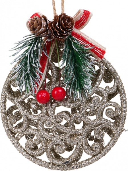 Декоративная подвеска Медальон с декором 10 см HF20Y2-03 золотой