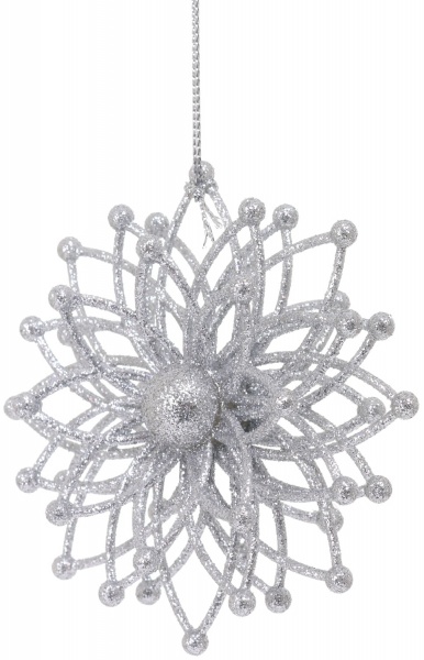 Декорация Снежинка Молекула 3д d 12 см серебро 1 шт. 