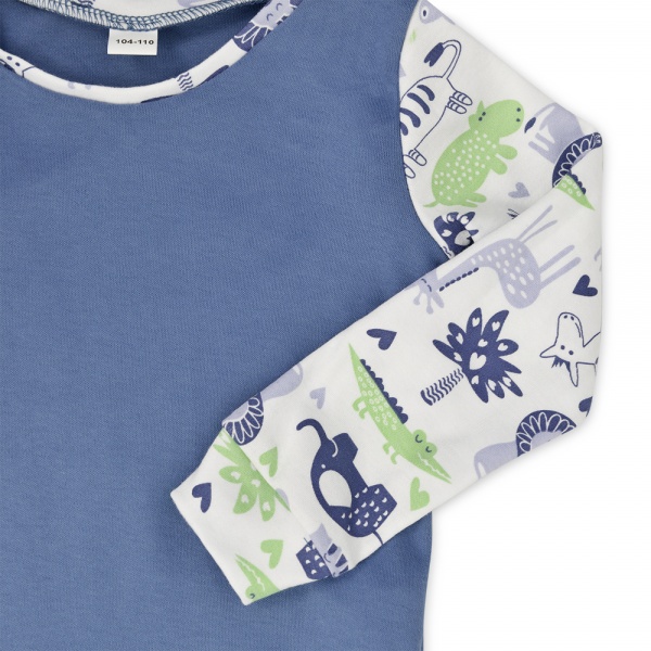 Піжама дитяча WP Merchandise Динозаври р.128–134 синій із малюнком FWPPJP3ZOO23BL134 