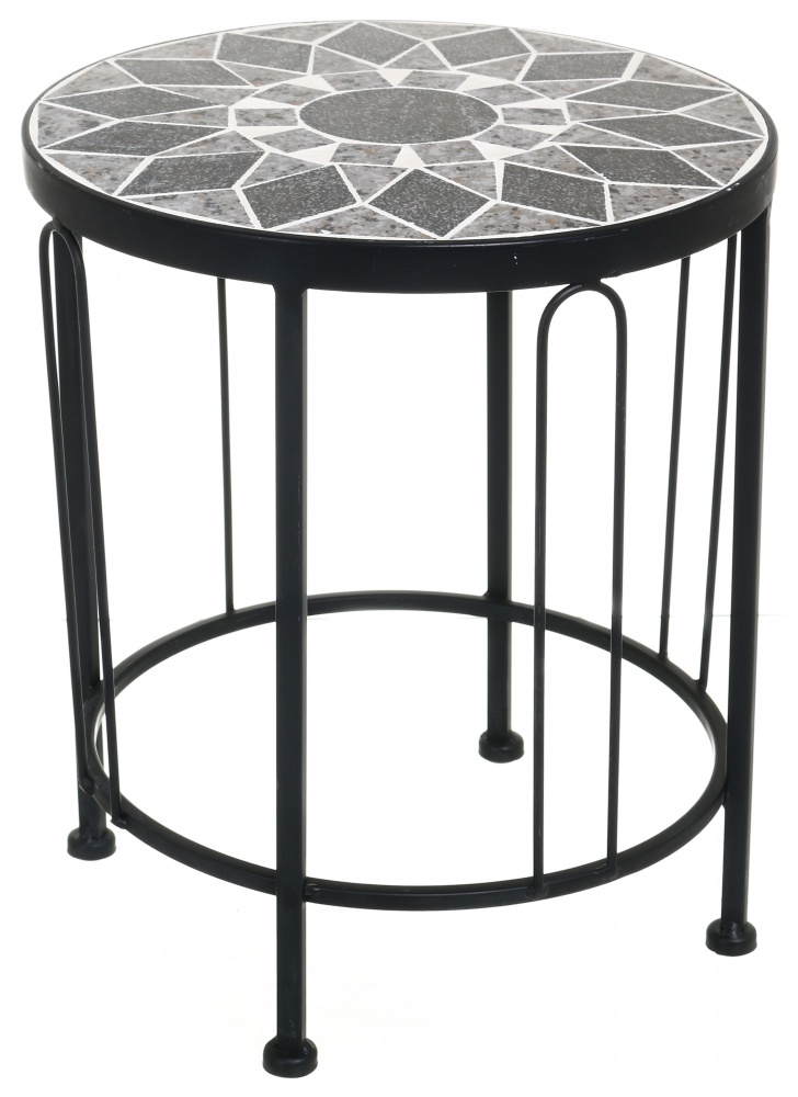 Подставка для цветов круглая с мозаикой JF232310-1 30х30x35 см черный