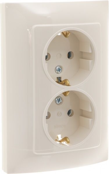 Розетка двойная с заземлением Simon 10 без шторок кремовый CGSZ2/41
