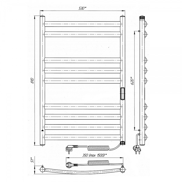 Рушникосушарка електрична Laris Класик Преміум П9 500х800 Е П S
